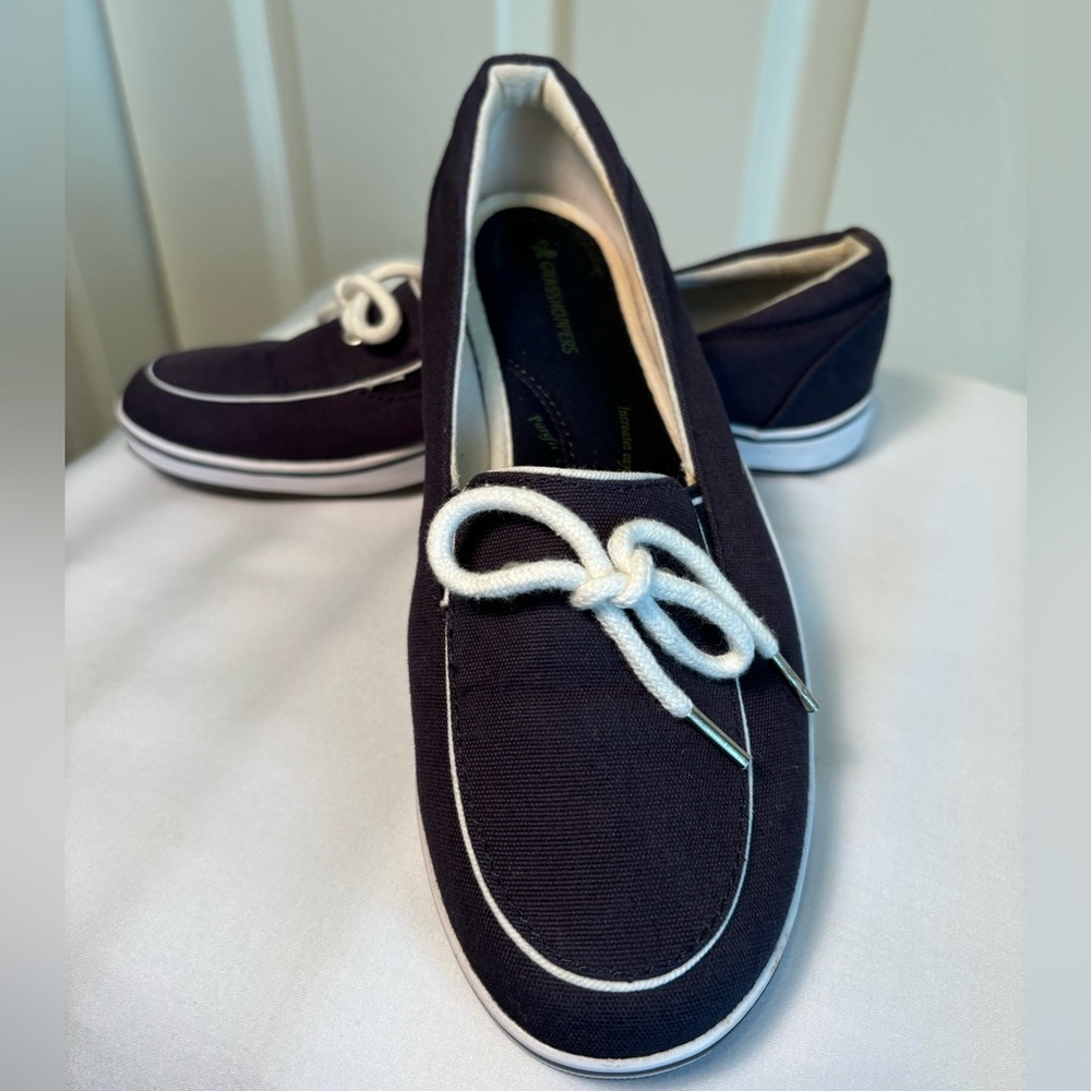Navy Canvas slip ons by Grasshoppers
